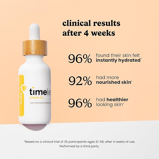 Timeless Skin Care Argan Oil - 100% Pure Argan Oil for Face & Hair Care - For Dry Skin - Fragrance-Free - Use with Moisturizer or Hair Products - 2 oz