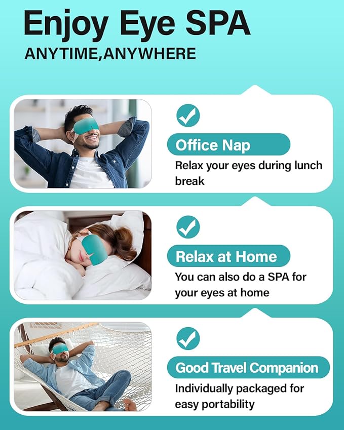 16 Packs Steam Eye Mask Lutein, Heated Eye Masks Bluebell Scent Relaxing Gifts for Women Soothing Eye Fatigue Hot Sleep Mask, Warm Eye Compress for Dry Eyes, Disposable Eye Mask for Travel Essentials