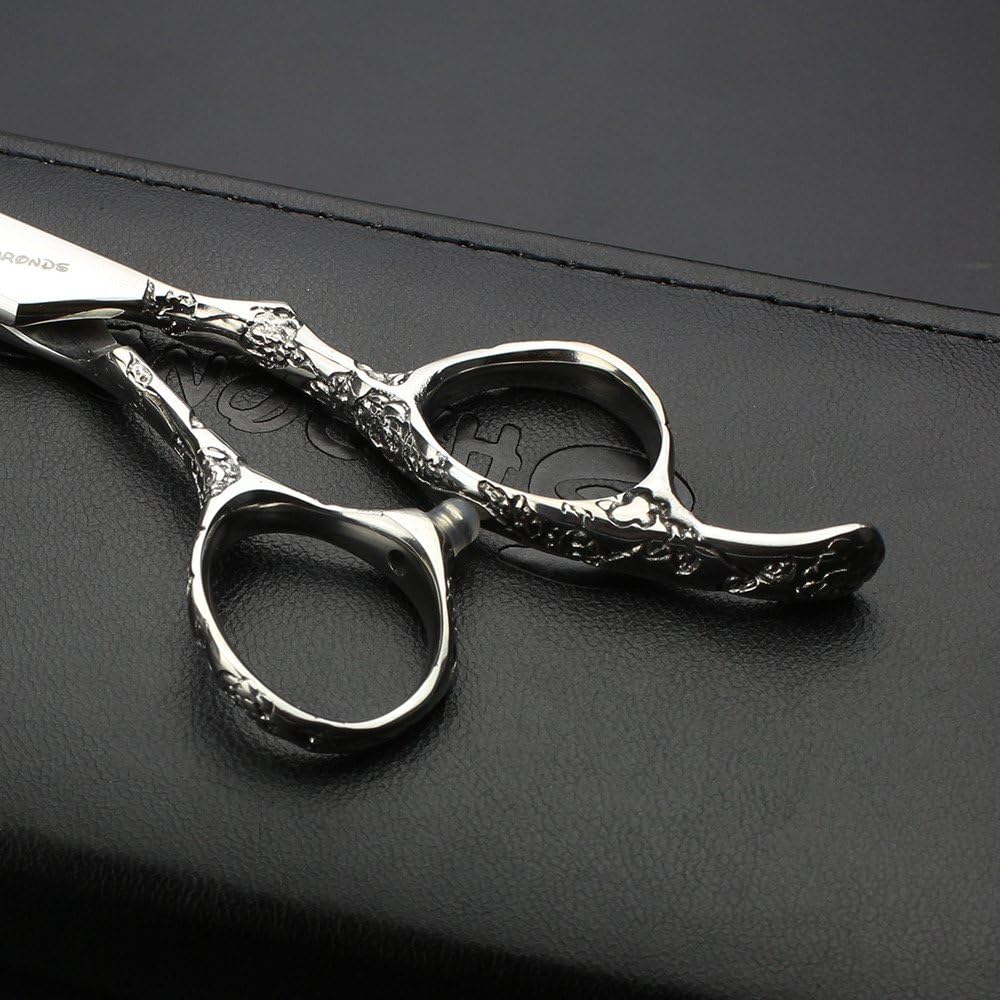 6/7-Inch Professional Hair Scissors Haircut Rose Pattern Hair Scissors Styling Tools Japanese Stainless Steel Scissor Set (7-in cutting scissors)