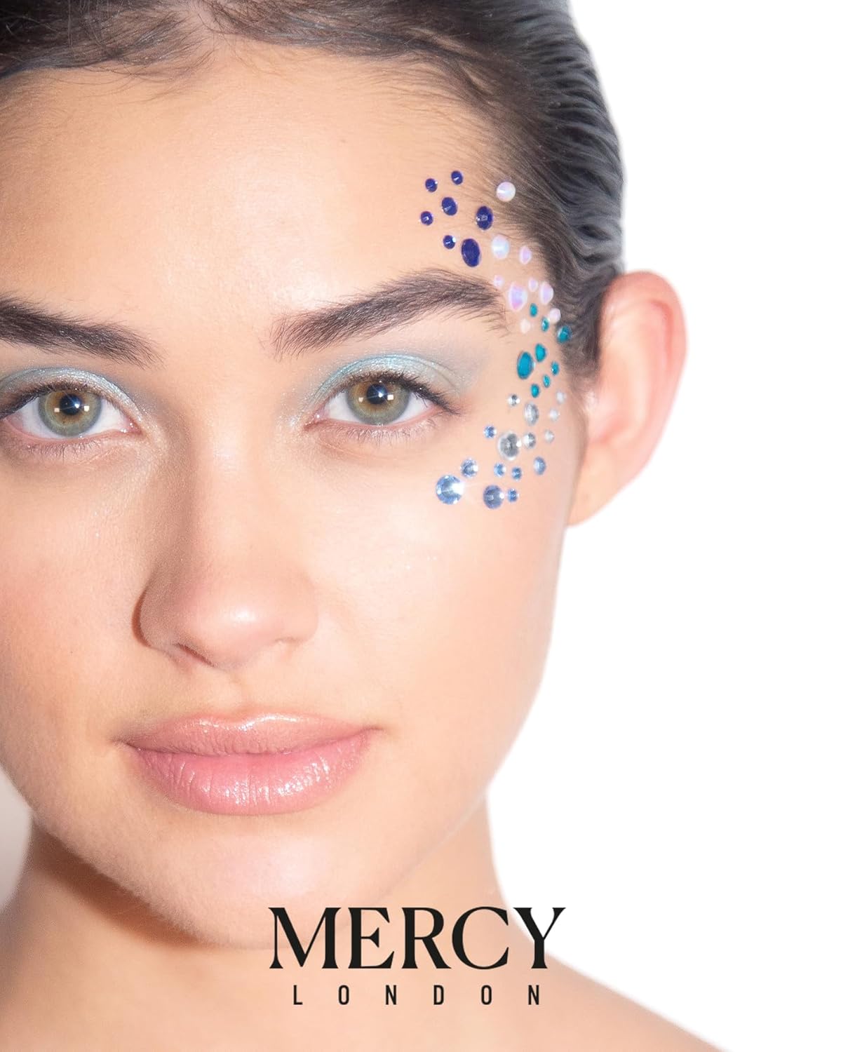 MERCY LONDON Face Gems in Mermaid, 866 Self Adhesive Rhinestone Stickers for Face, Eye, Makeup, Body, DIY Face Gems