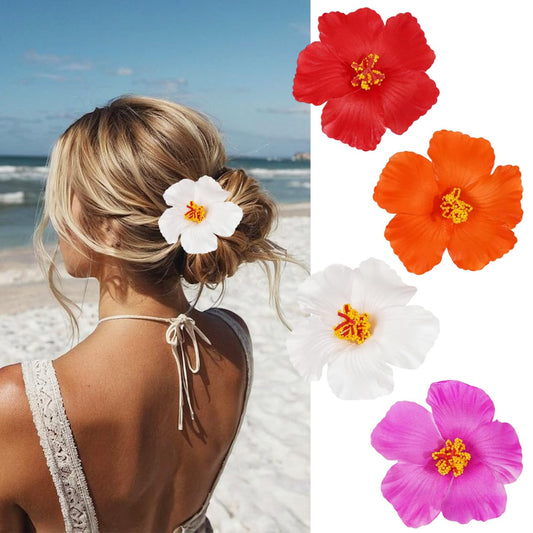 4Pcs Hawaiian Flower Hair Clips For Women Hibiscus Flower Hair Barrettes Alligator Clip Spring Plumeria Hair Accessories Clip Hawaii Party Decorations For Summer Beach Vacation Hair Styling Designs