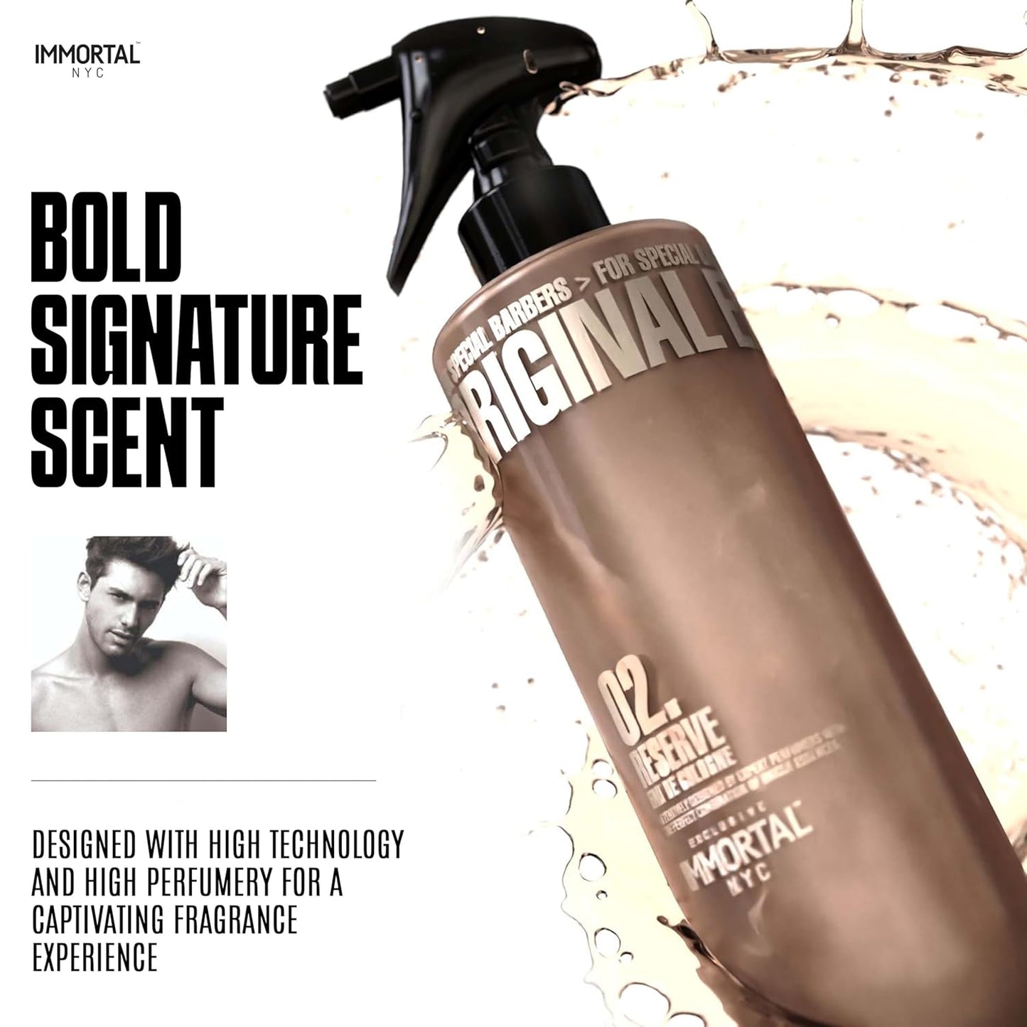 Immortal NYC Reserve 02, After Shave Spray Premier Men's Cologne, 17 oz - Exclusive Barbers - Softens Skin - Refreshes/disinfects and Relieves Face and Skin - Moisturizing Formula After Shaving
