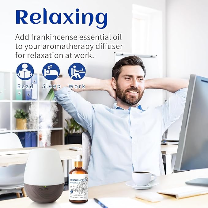 HIQILI 100ML Frankincense Essential Oil, for Massage, 100% Pure and Natural 3.38 Fl Oz