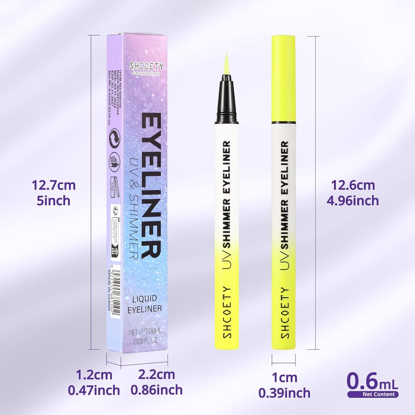 Metallic Neon Liquid Eyeliner, Glitter Neon Colored Eyeliners Pen, High Pigmented, Waterproof Smudge-Proof and Long-Lasting Metallic Eye Makeup for Halloween Christmas,Shimmer Yellow