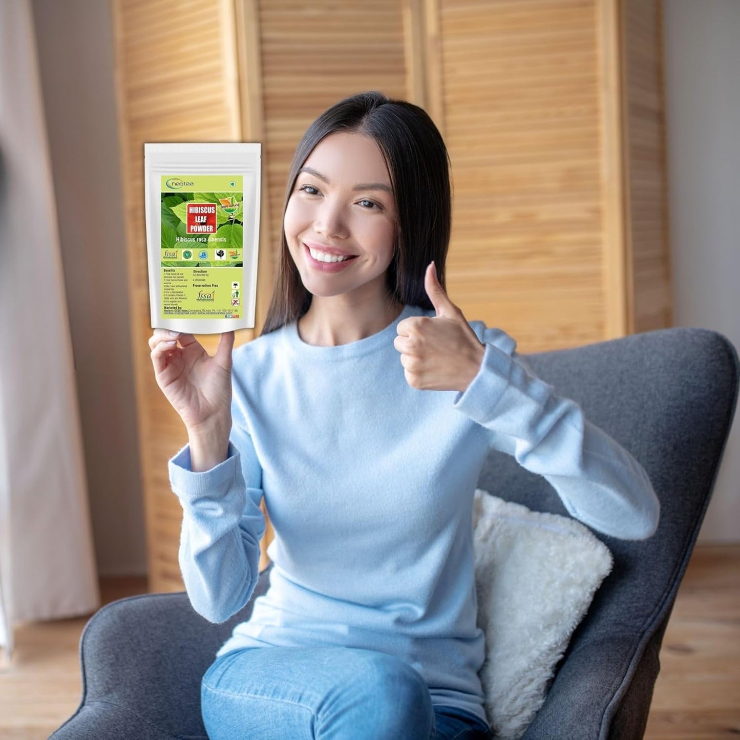 Neotea Hibiscus Leaf Powder | Sembaruthi Ilai | 300GM (10.58 OZ) – Natural Hair Fall Treatment, Promotes Hair Growth, Chemical-Free Hair Wash