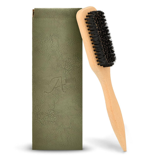 Boar Bristle Slick Back Hair Brush for Men Women Kids – Ideal for Sleek Ponytails, Buns, Smoothing Baby Hairs Flyaways with Edge Control & Volume Creation, Wide Rat Tail for Sectioning & Parting