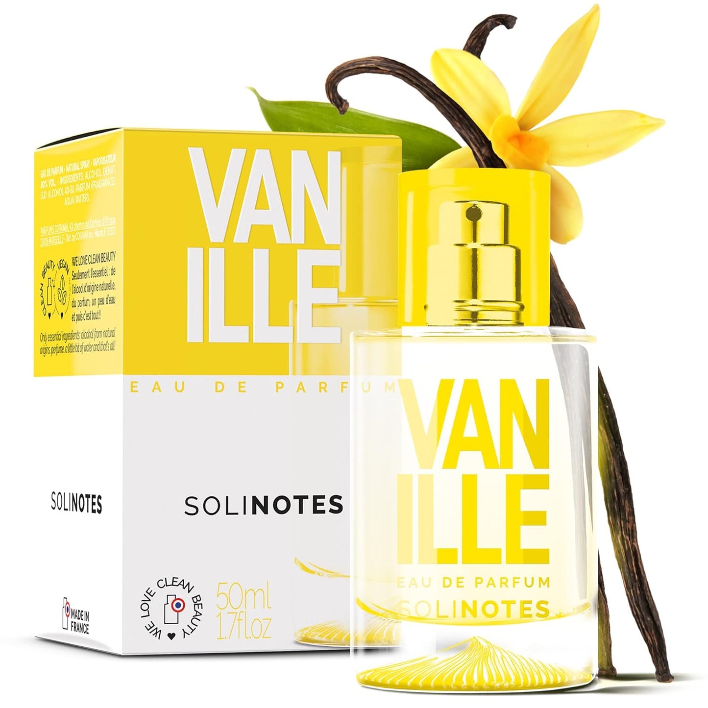 Solinotes Vanilla Perfume for Women & Men, 1.7 Fl Oz/ 50 ML Eau De Parfum, Delicate Floral and Soothing Scent with Premium Ingredients - Clean Perfume, Cruelty Free, Vegan, Made in France