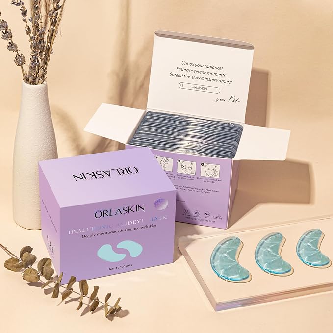 Under Eye Patches,30 Pairs Eye Mask Skin care for Dark Circles, Puffy Eyes, Undereye Bags,Wrinkles,Hyaluronic Acid Eye Treatment Skin Care for Men & Women Gift （Hyaluronic Acid）