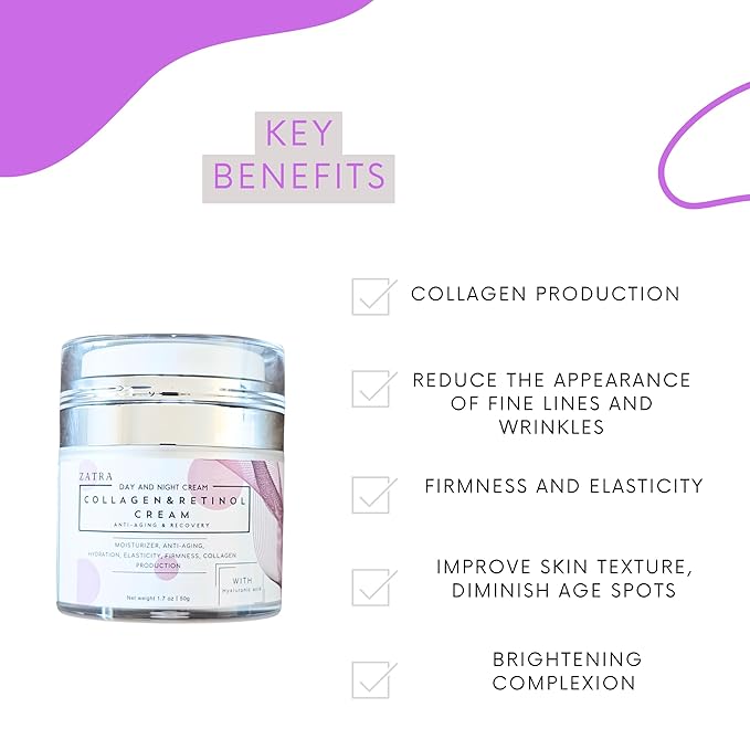 Retinol 3%, Collagen Face Cream with 5% Hyaluronic Acid, Moisturizer, Anti-Aging, Firmer, Reduce Fine Lines and Wrinkles, Radiant Skin