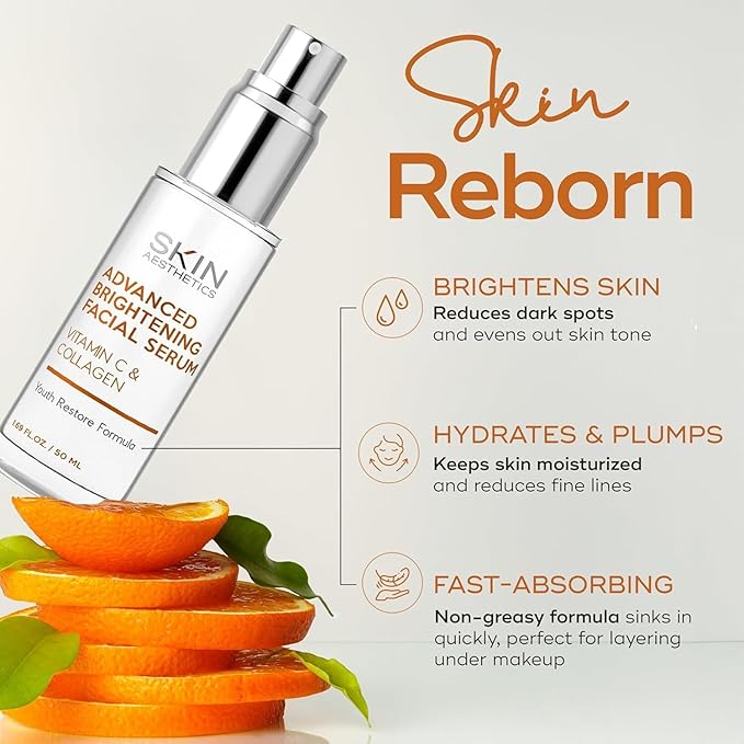 Vitamin C Serum + Moisturizer Skin Care Set - Dermatologist Tested - with Collagen to Brighten & Even Skin Tone - Anti-Aging & Acne Scar Treatment - Korean Skin Care - Clean Beauty, Cruelty-Free