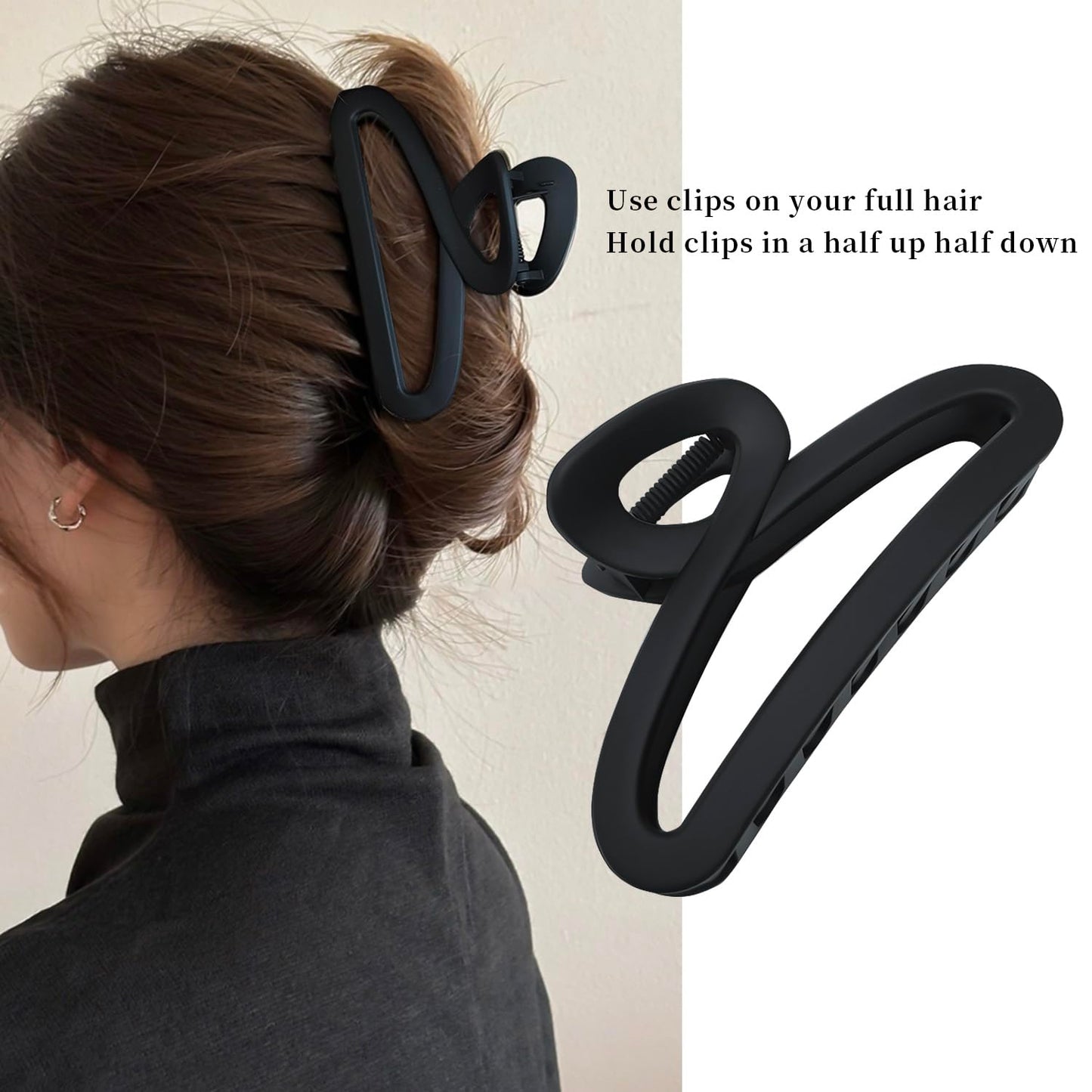 Big Hair Claw Clips, 4.3 Inch Large Non-Slip Unbreakable Hair Clip Claw for Women Thick Curly Long Hair, 2 Pack