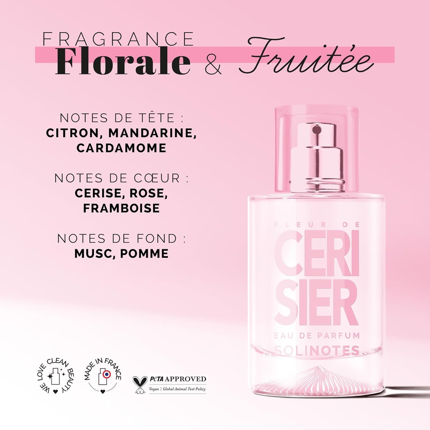 SOLINOTES Cherry Blossom Perfume for Women - Eau De Parfum | Delicate Floral and Soothing Scent - Made in France - Vegan - 1.7 fl.oz