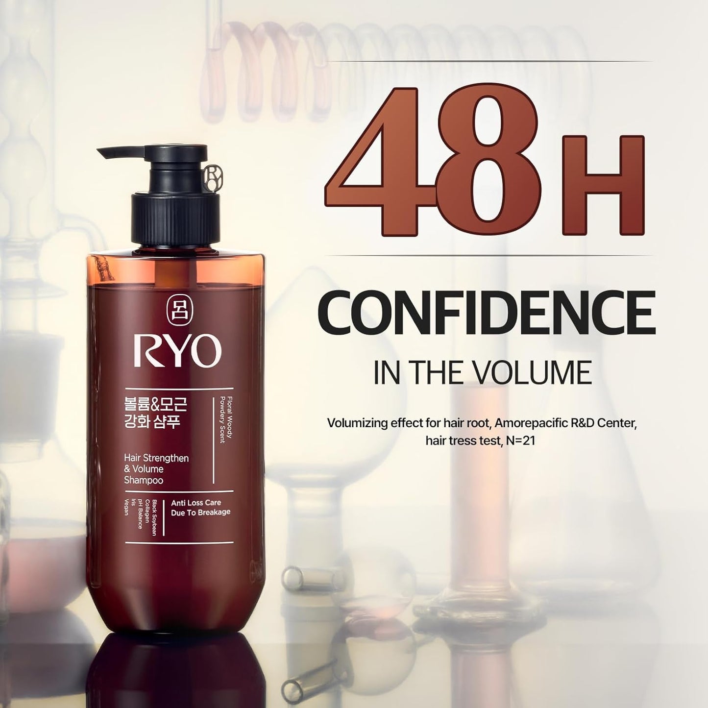 RYO Strengthen & Volume Shampoo with Korean Ginseng & Caffeine - Volumizing and Revitalizing for Fine Hair, Anti Loss Care, Strengthening hair roots, 16 Fl Oz.