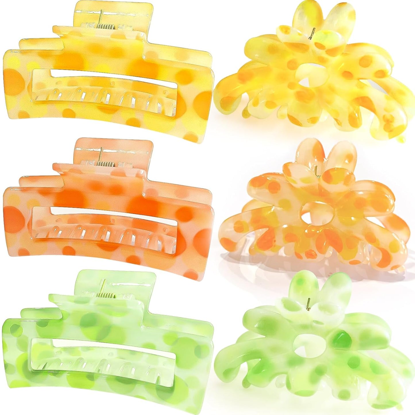 Hair Clips for Women,6PCS Big Flower Claw Clips for Thick Thin Hair,Strong Hold Cute Hair Accessories for Girls,Nonslip Beach Vacation Essentials Summer Accessories (vibrant)