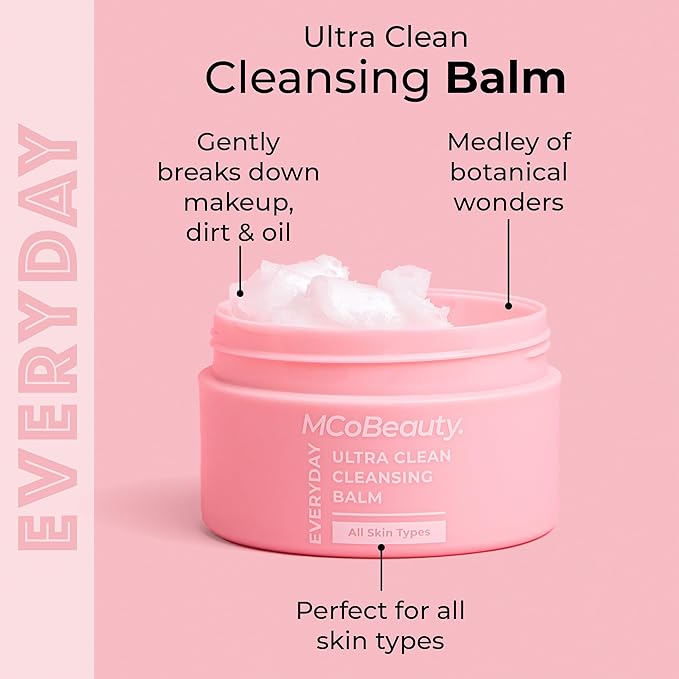 MCoBeauty Everyday Ultra Clean Cleansing Balm, Nourishing Makeup Remover with Jojoba & Sunflower Oils, Melts Away Waterproof Makeup & Impurities, Vegan, Cruelty Free Cosmetics.