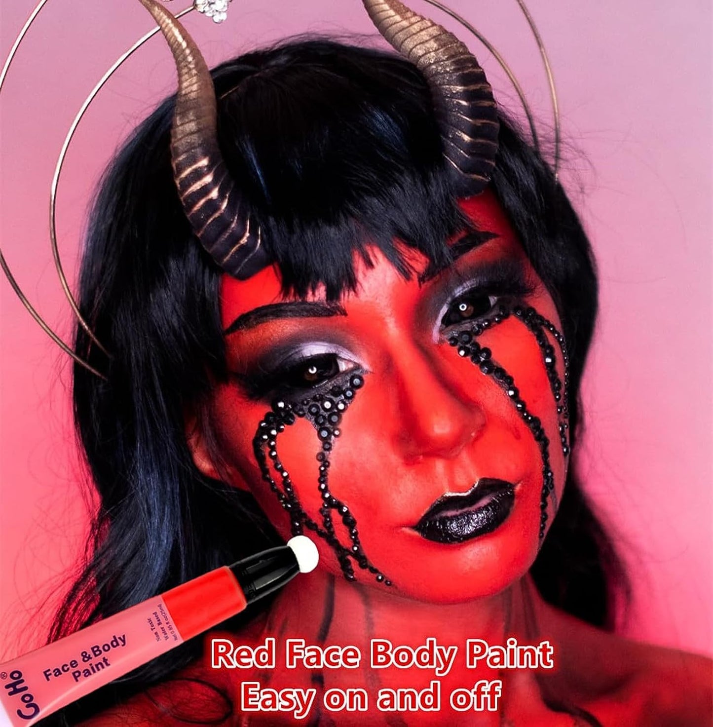 Go Ho Red Face Paint Stick,High Pigment,Water Based Cream Red Face Body Paint Washable for Halloween Cosplay SFX Devil Clown Makeup