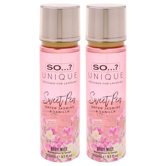 So...? Unique Body Mist - Sweet Pea for Women - 5.1 oz Body Mist - Pack of 2