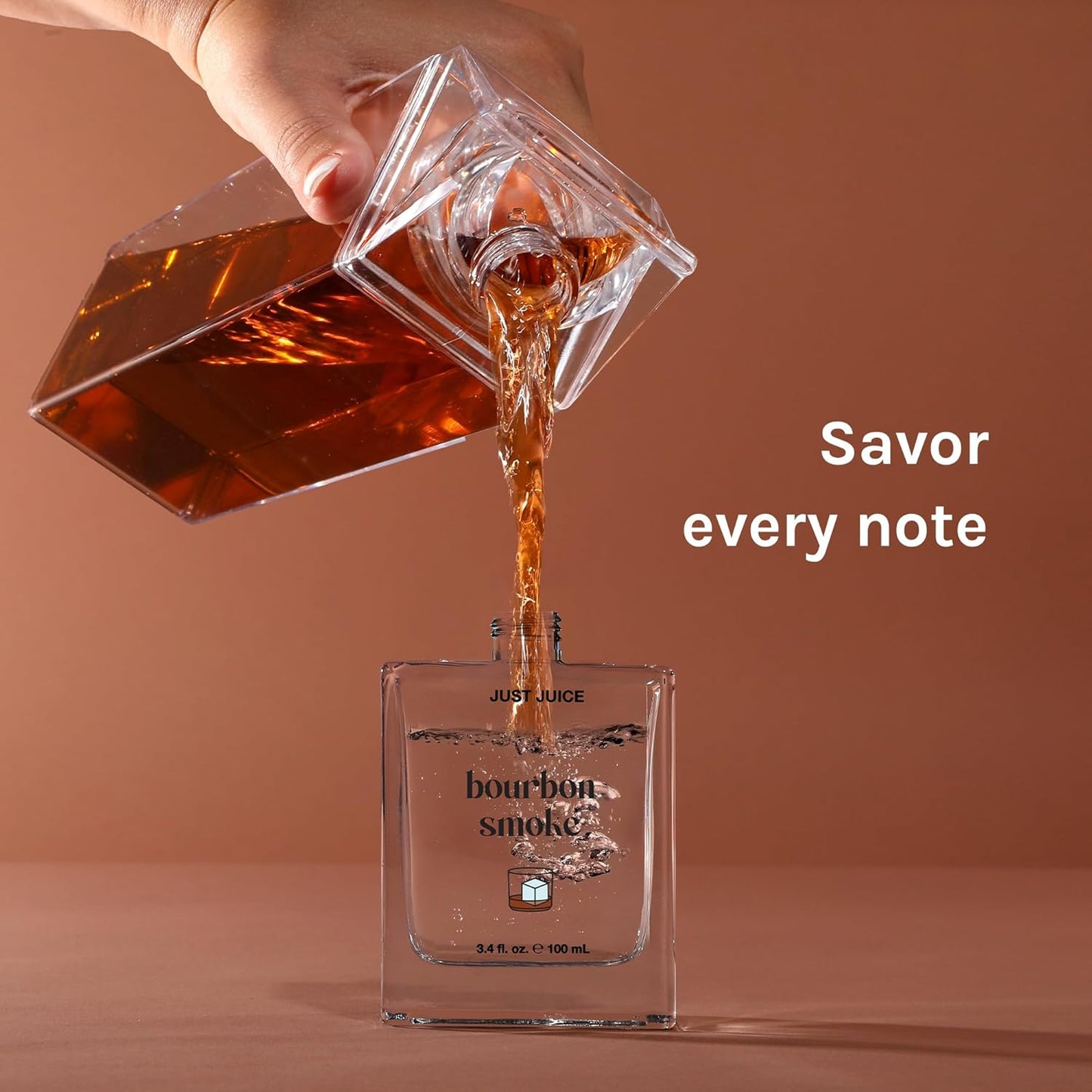 Just Juice Bourbon Smoke - Spicy, Warm Vanilla Perfume for Women and Men - Amber Perfume with Black Pepper, Cedar, Suede - 3.4 oz