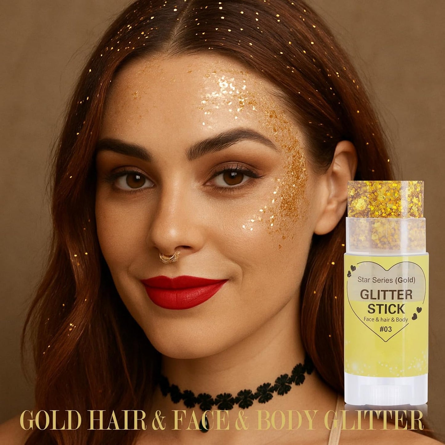 Gold Hair Glitter Stick for Kids,Yellow Body Face Glitter Singer Concert Outfits for Women,Rave Accessories Carnival Chunky Sequins,Waterproof Shimmer Body Paint for Adults