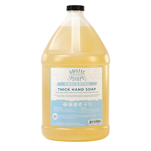 Adams Handmade Soap Thick Organic Castile Liquid Hand Soap 1 Gallon Refill- Unscented