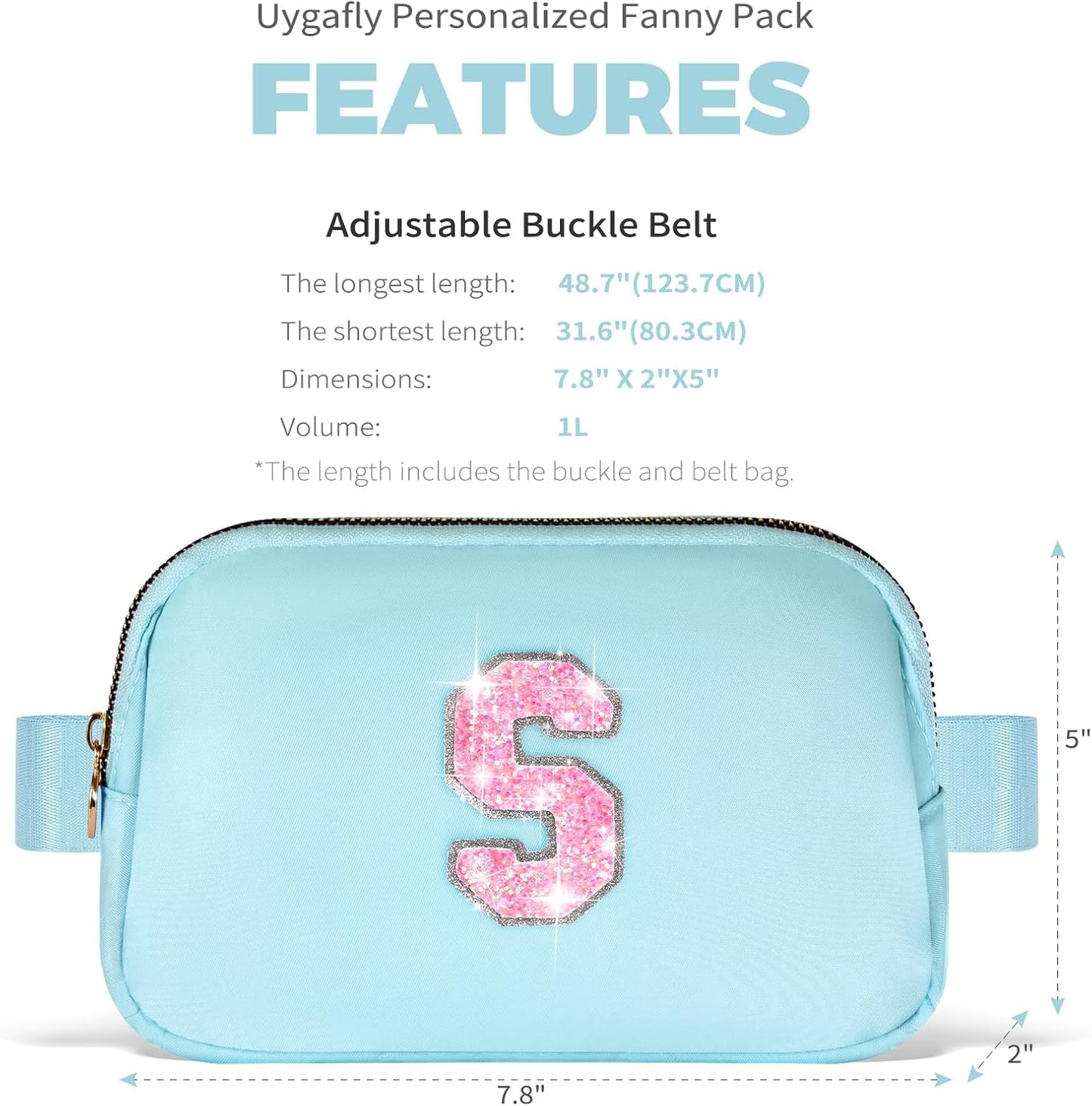 Fanny Pack Belt Bag Crossbody Bags with Initials Letter Patch Trendy Stuff for Teens Cute Stuff Birthday Gifts for Teenager Girls | S,Blue Bag