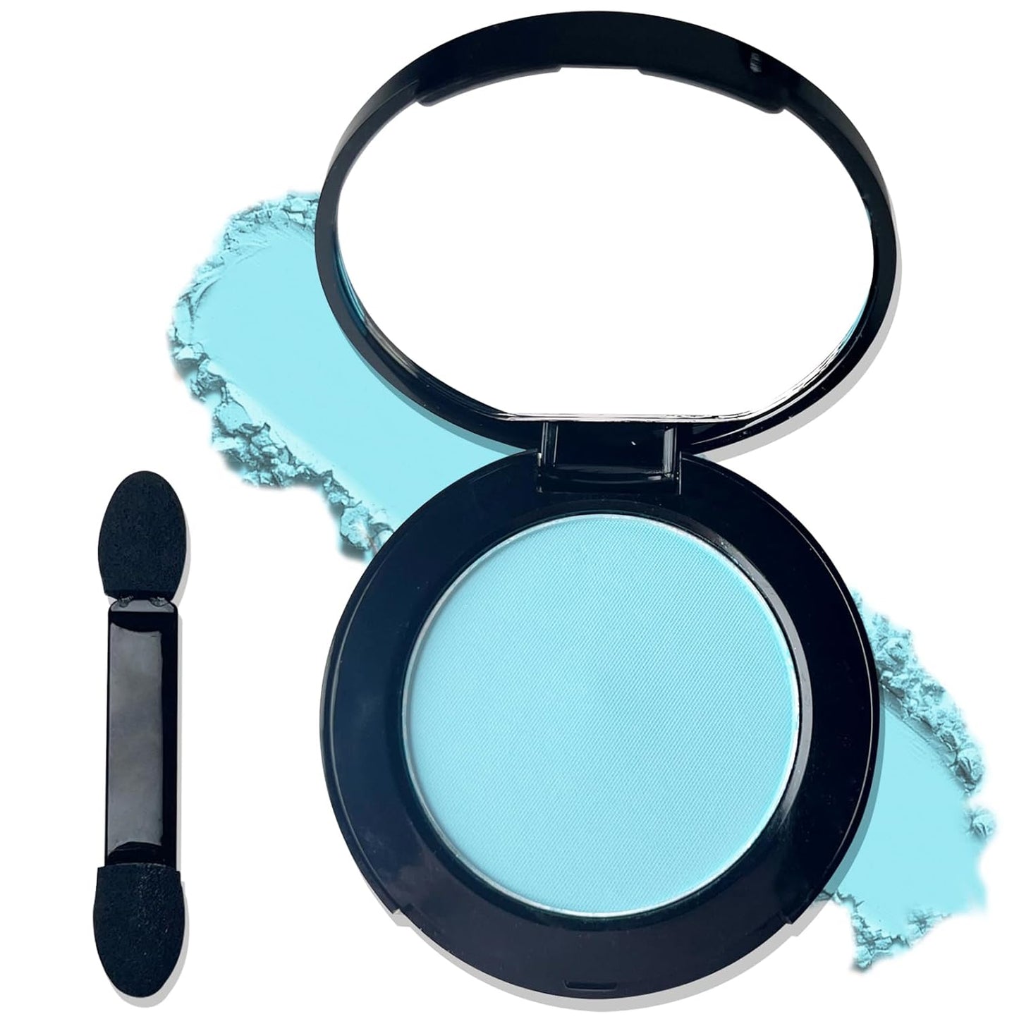 MEICOLY Light Blue Single Eyeshadow with Mirror,Baby Blue Eye Shadow for Halloween Corpse Bride Sally Makeup,Pressed Powder Eyeshadow,Matte Shade Eyelid Color Eye Makeup,High Pigment,Long Wear