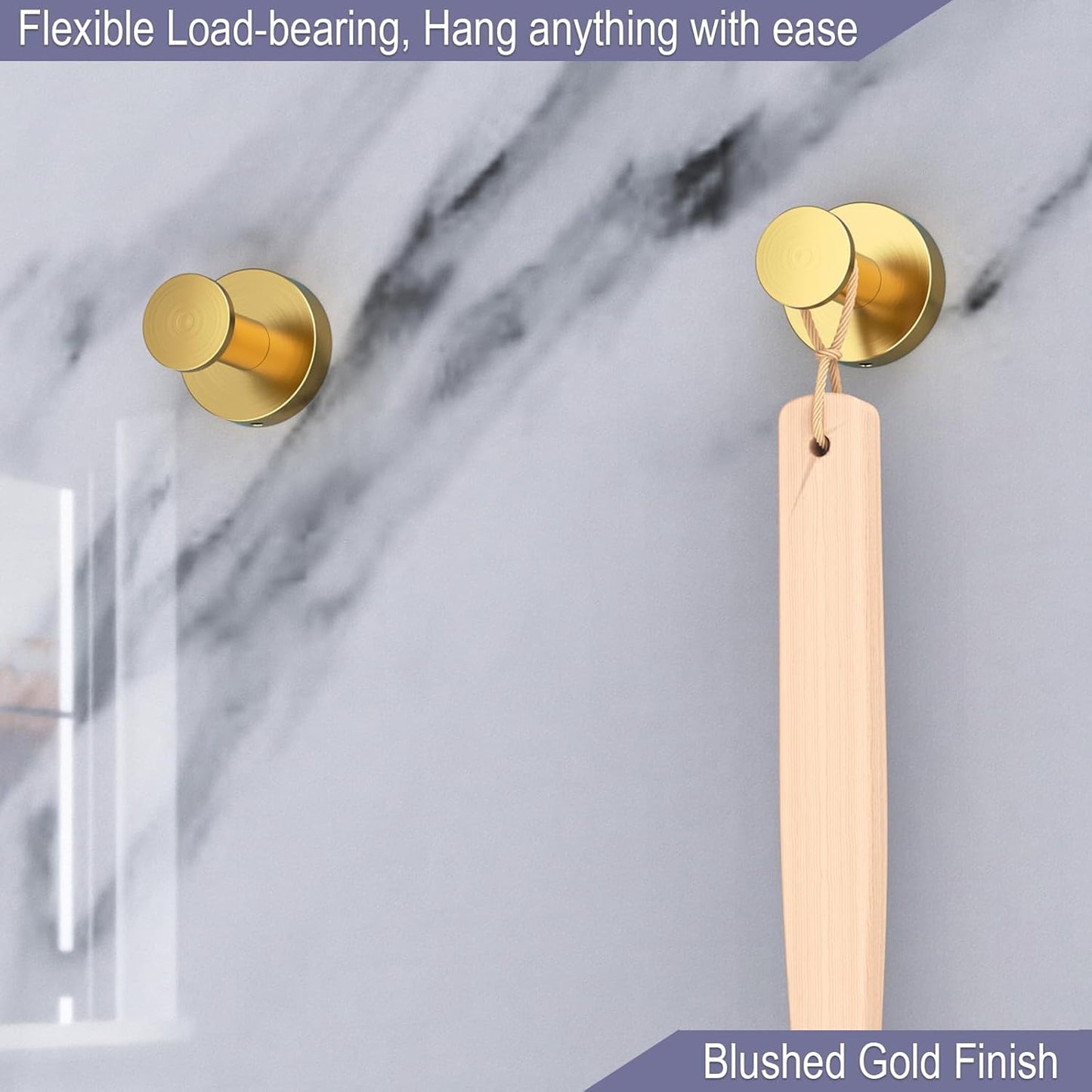 Epock Towel Hooks for Bathrooms Set of 3, Screw-in Stainless Steel Robe Coat Clothes Hook Bathroom & Kitchen Round Style Wall Hooks Rustproof-Blushed Gold