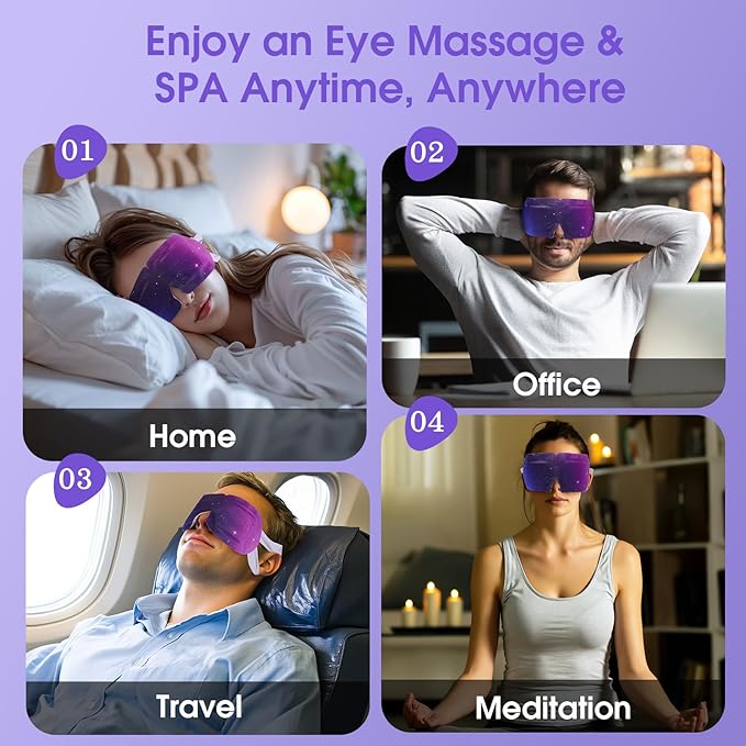 7Packs Microcurrent Heated Eye Mask for Dry Eye, Stree Relief Sleep Steam Eye Masks Disposable Self Heating for Warm Compress Dark Circles Puffiness Fatigue Travel Essentials Gift for Women Men