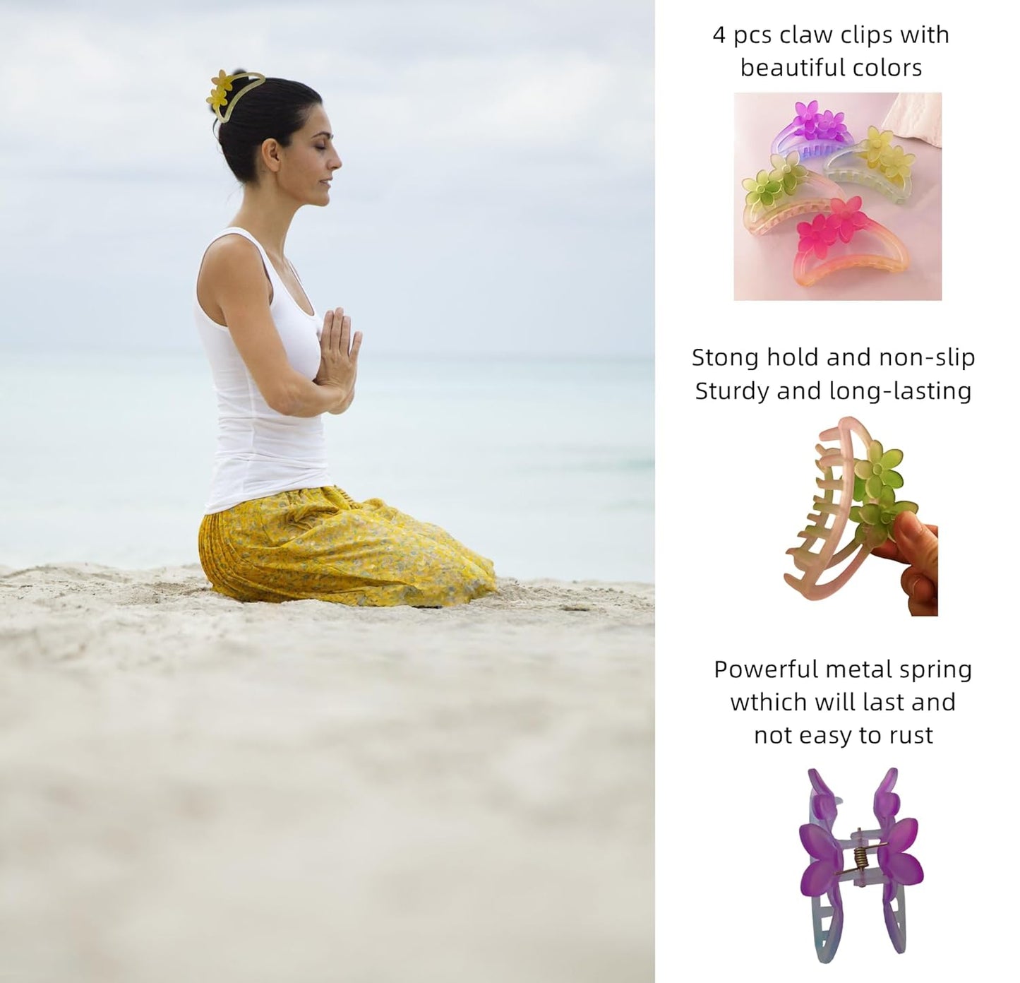 Hair Clip Claw Clips for Women and Girls, Non Slip Strong Hold Hair Clips for Thick Hair, Medium Hair 4 Colors