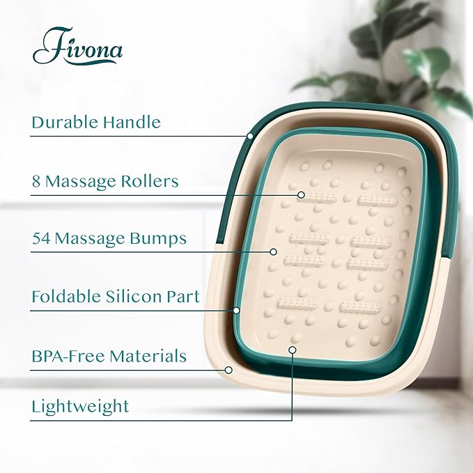 Fivona Foot Care Kit 4 in 1 - Foot Soak Blend with Epsom Salt, Tea Tree and Essential Oils - Collapsible Foot Soak Basin - 42% Urea Cream for Hard, Calloused Skin - Dual Action Foot File