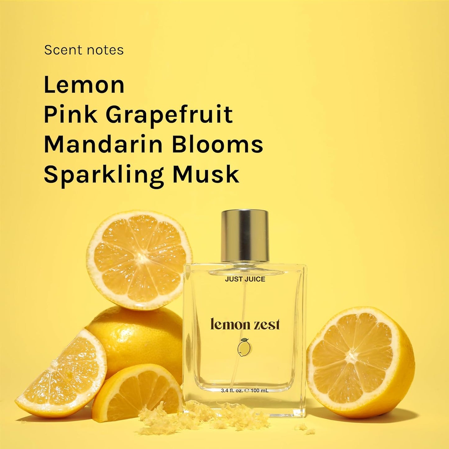 Just Juice Lemon Zest - Mini Travel Perfume - Lemon, Grapefruit, Mandarin - Fruity Floral Perfume for Women and Men - 0.3 oz