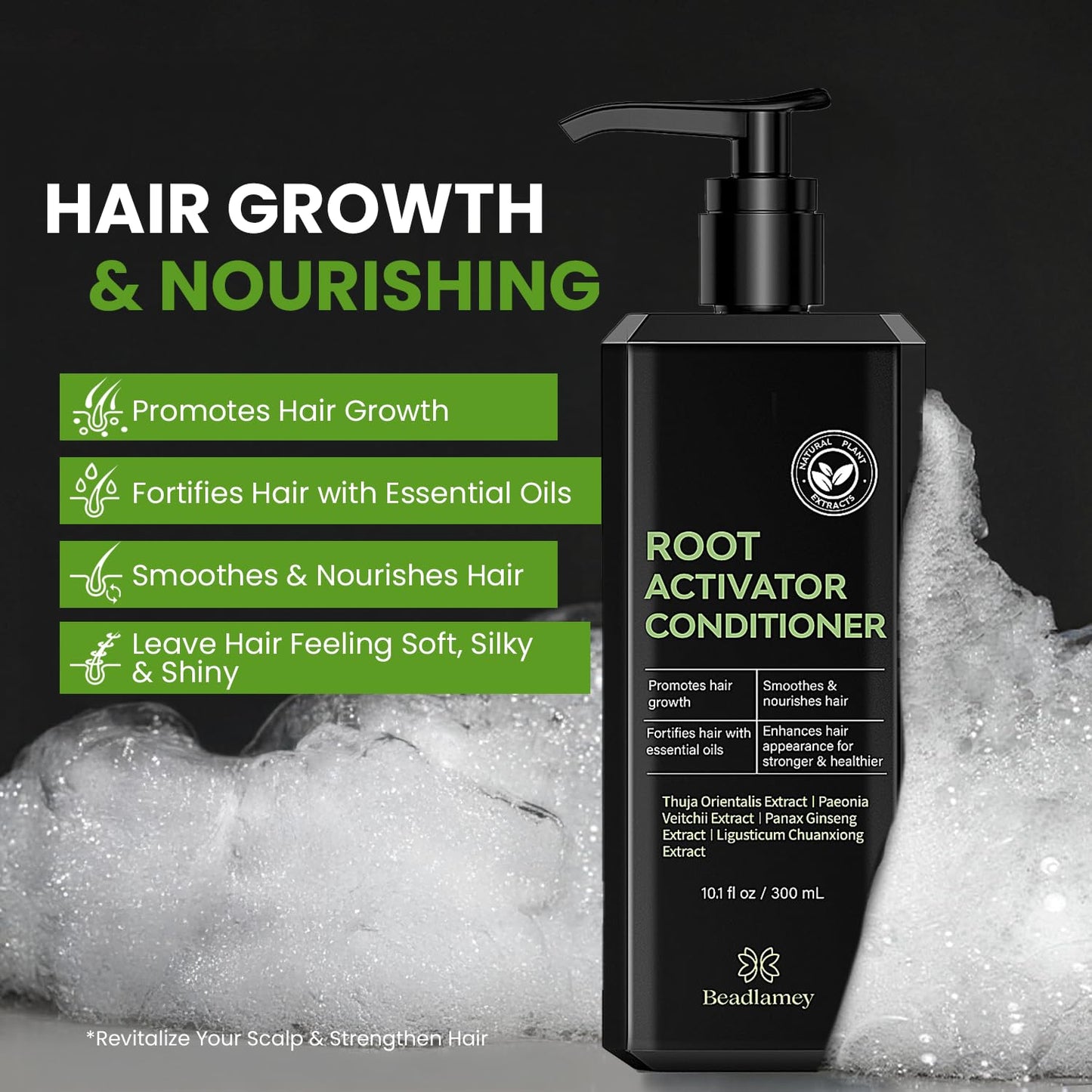 Root Activator Conditioner for Men and Women: Hair Growth Conditioner for Hair Loss and Thinning Hair - Smoothes, Nourishes & Fortifies Hair for Healthier Look- 10.1 fl oz / 300 mL