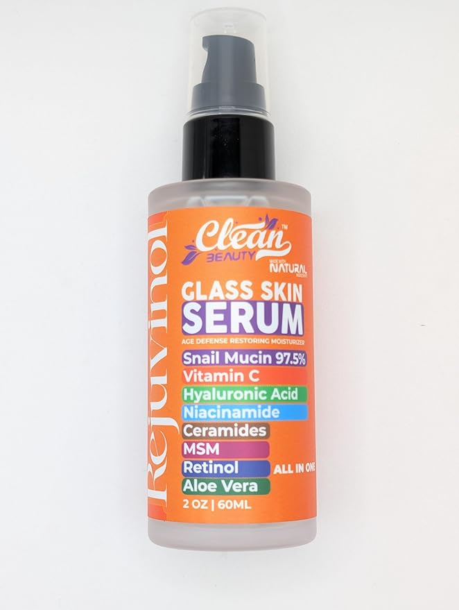 Snail Mucin Serum Vitamin C Face Serum Anti Aging with Hyaluronic Acid Niacinamide Retinol MSM Aloe Vera & Ceramides, Korean Skin Care Dark Spot Remover for Glowing Skin Beauty, Pack of 1