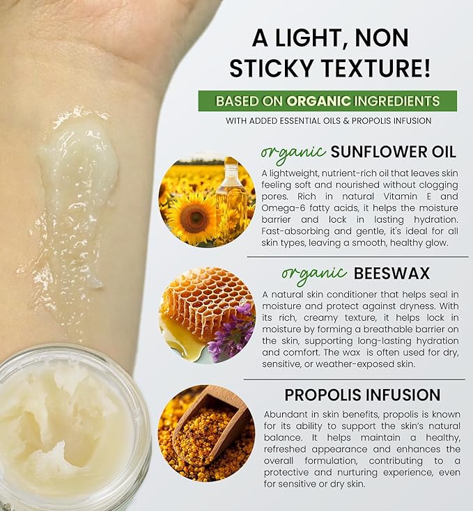 HoneyBotan - 100% Natural Unpetroleum Skin Balm with Organic Ingredients - Petroleum Jelly Alternative for Lips, Hands, Baby Care, Makeup Remover, and More (2 Ounce)