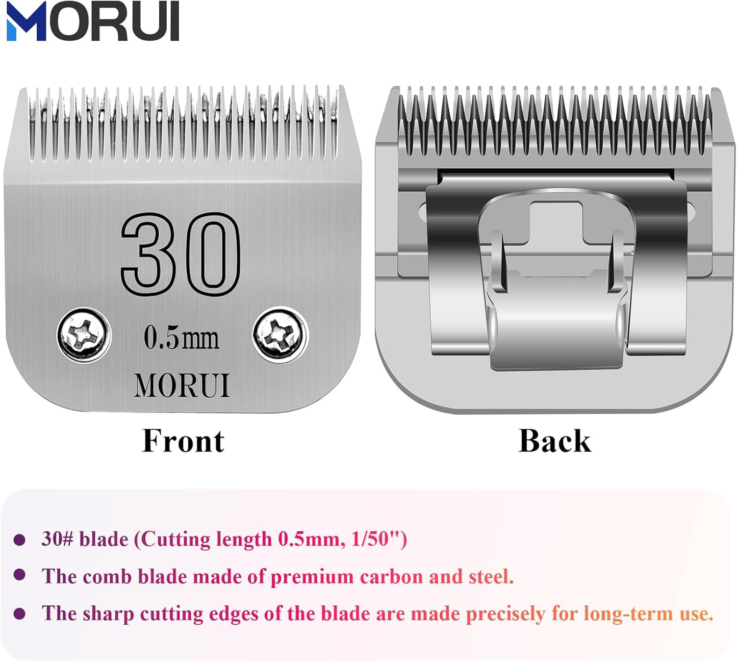 30 Cut Length 1/50"(0.5mm) Detachable Pet Dog Clipper Blades UltraEdge Series Clipper Blades for Dog Grooming Compatible with Most Andis,Oster A5 Wahl KM Series Clippers
