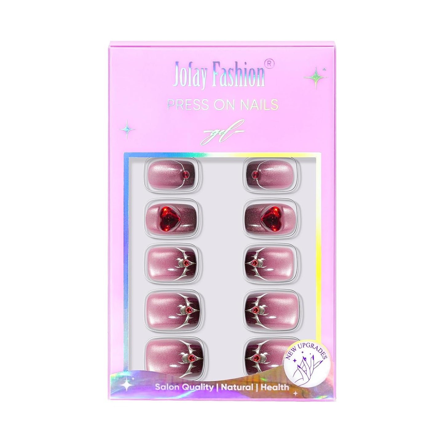 Halloween Press On Nails Short - Moonfang Glow, French Tip Press On Fake Nails Acrylic Square Halloween Nails Press on with Nail Glue, Stick On Vampire Nails in 16 Sizes - 32 PCS Soft Gel Kit