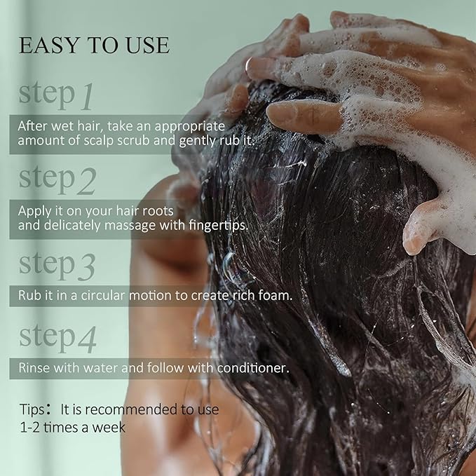 Scalp Scrub, Rosemary Scalp Exfoliator Scrub Shampoo, 2-in-1 Scalp Treatment with Mint Oil, Hair Treatment to Clarify and Remove Build Up with Silicone Scalp Massager, 10.6oz/300g