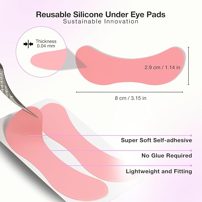 Curacoro Reusable Eye Pads, Silicone Under Eye Patches Lash Lift Cover Eyelash Extension | Soft Pads for Sensitive Skin during Eyelash Perm Lamination & Lash Extensions Remover (White, Style 2)