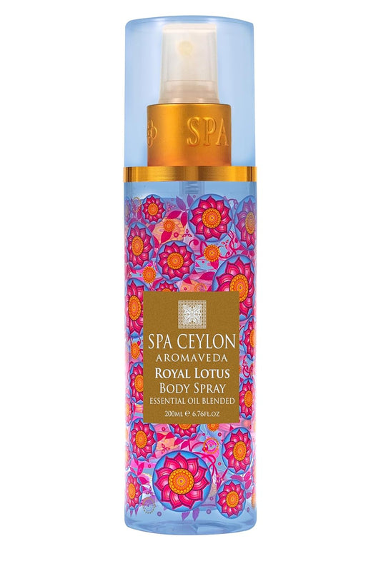 SPA CEYLON Royal Lotus Body Spray, Exotic Ylang Ylang Infused Fragrance Mist, Luxurious Women's Body Perfume for All-Day Freshness, 200 ml