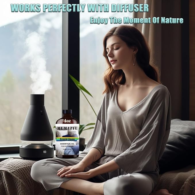 Fresh Linen Essential Oil, Fresh Linen Oil 4 Fl Oz 120ML for Diffuser Humidifier Yoga Cleaning DIY Candle Soap Making Fragrance Oils