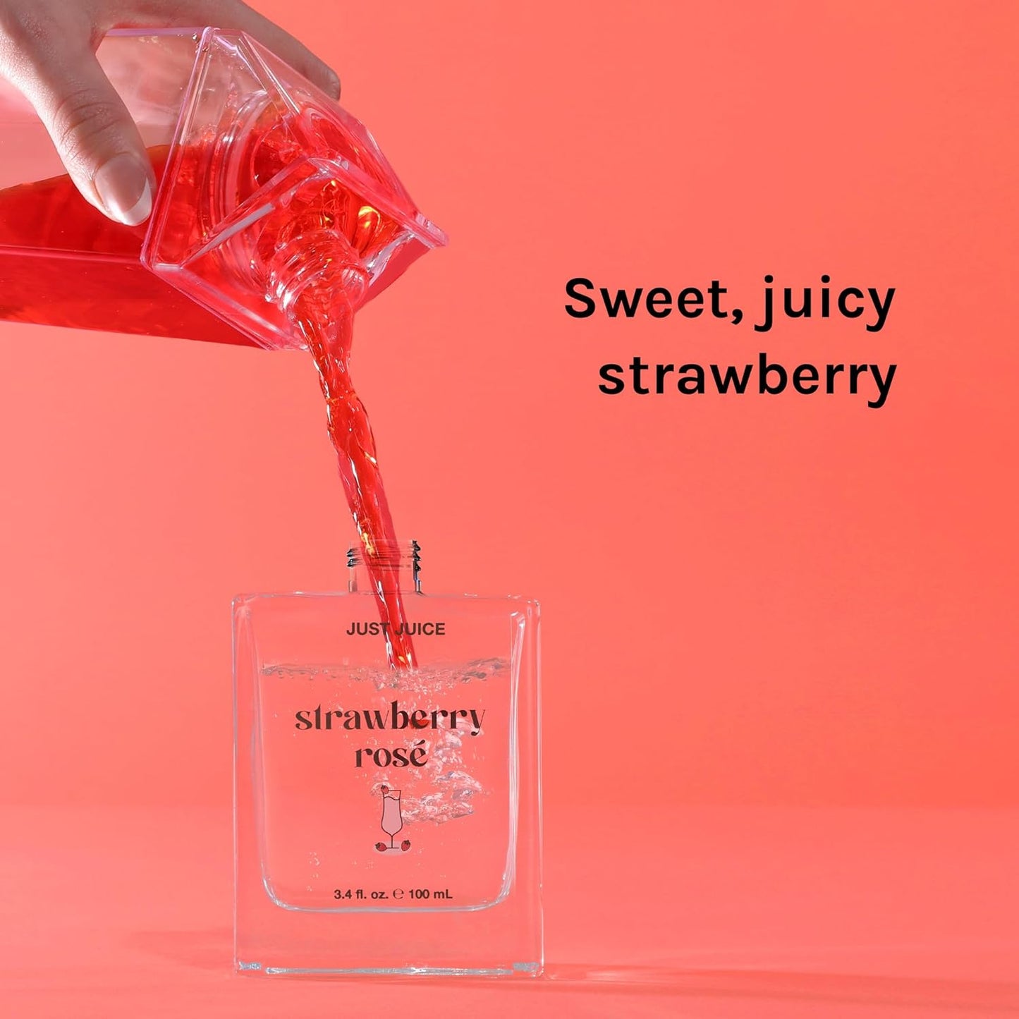 Just Juice Strawberry Rosé - Strawberry Perfume for Women and Men - Raspberry, Rose, Vanilla Musk Notes - Mini Travel Perfume - 0.3 oz