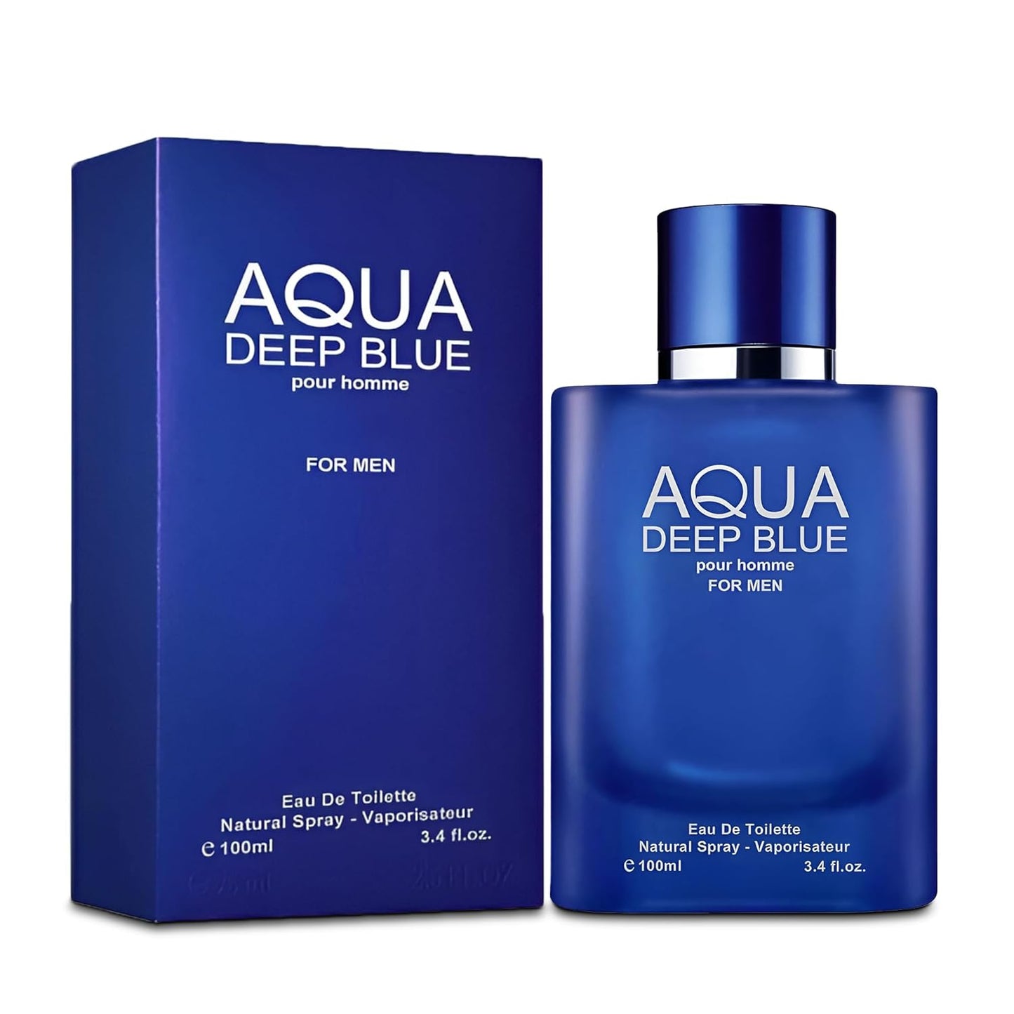 Aqua Deep Blue Cologne for Men Natural Spray Perfume Classic Scent Wonderful Father's Day Gift Eau De Toilette for Daily Use 3.4 Fluid Ounce