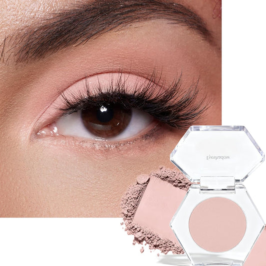 Nude Pink Matte Eyeshadow, Single Nude Neutral Eyeshadow Palette High Pigment Long Lasting Blendable Compact Monochrome Pressed Powder Eye Shadow Palette Makeup for Women, #36