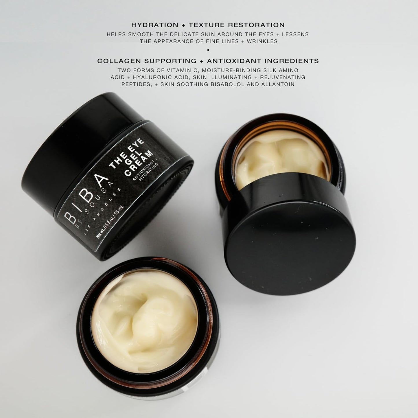 biba de sousa The Eye Gel Cream- Anti-Aging Formula for Wrinkles and Puffiness - Hydrating, Firming & Rejuvenating Eye Treatment (0.5 oz)