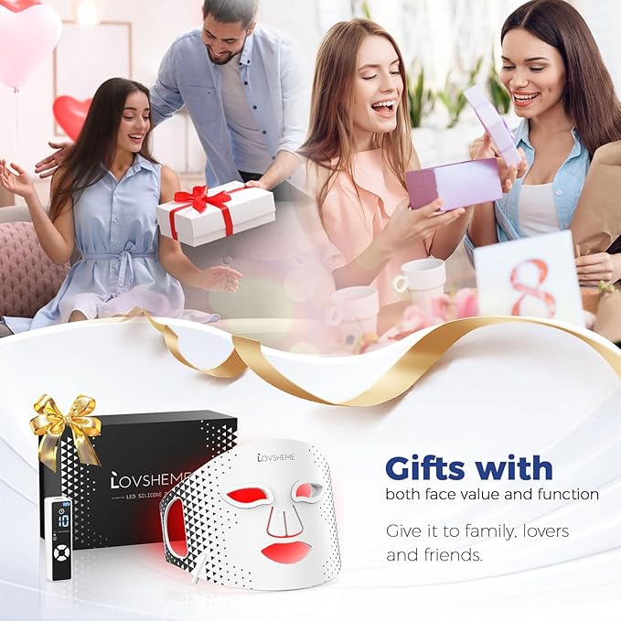 Red Light Therapy for Face, Advanced LED Face Mask Light Therapy, Red Light Therapy Mask - Red, Blue & Infrared Light Therapy for Acne, Wrinkles & Skin Rejuvenation | Enhanced Eye Protection