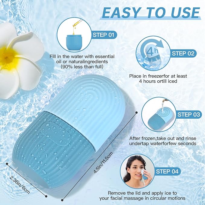 Facial Ice Roller & Gua Sha Massager - Ice Cube Mold, Eye & Face Beauty Tool