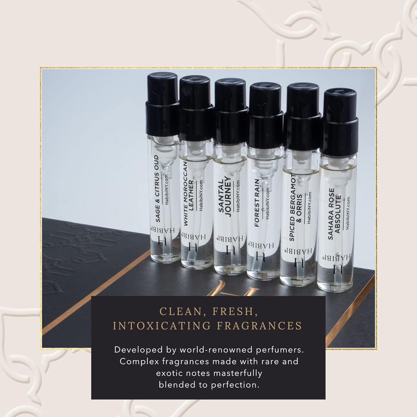 H HABIBI MEN SCENT (Men's Discovery Sample Set) - Luxury Men's Fragrances with Notes of Citrus, Leather, Spice & Oud - Fresh & Clean Perfume Samples for Any Occasion