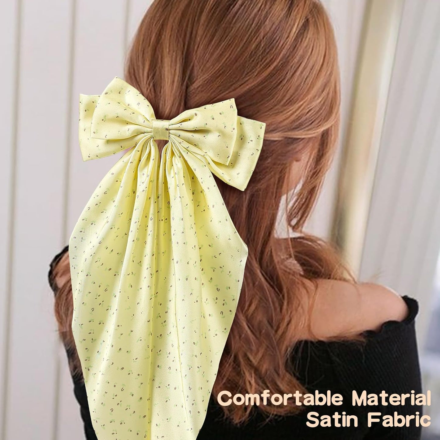 6 PCS Hair Bows for Women, Big Bow Hair Clips for Girls, Silky Satin Hair Bows Clips Oversized Long Tail, Large Cute Aesthetic Hair Accessories, Metal Bow Hair Clips Holiday Gifts
