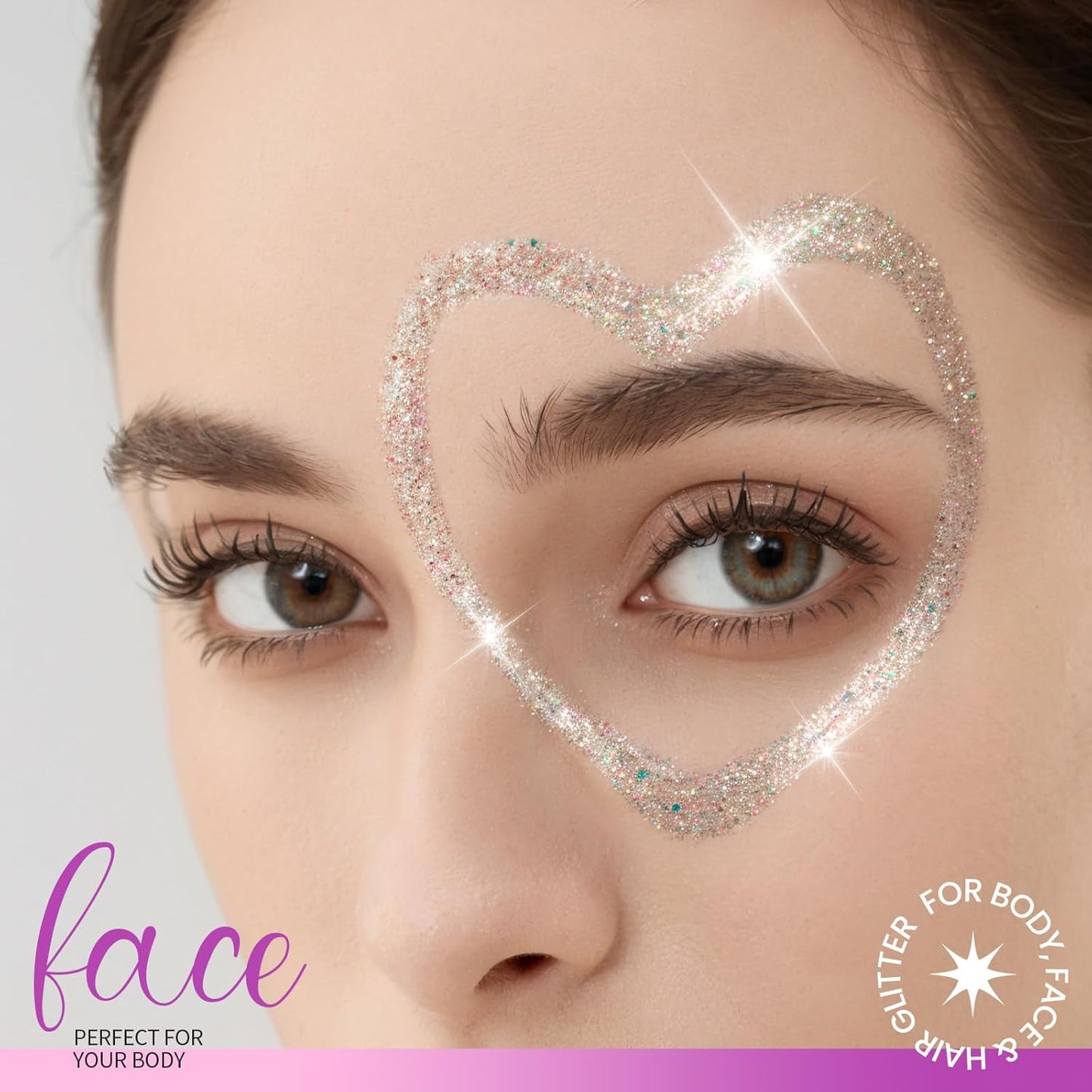 Teenitor Face Glitter, 2pcs Body Glitter Gel, Hair Glitter Gel, 20g/0.7oz Versatile Glitter Set for Face, Body, Hair, 2 Sizes White Glitter Gel for Makeup