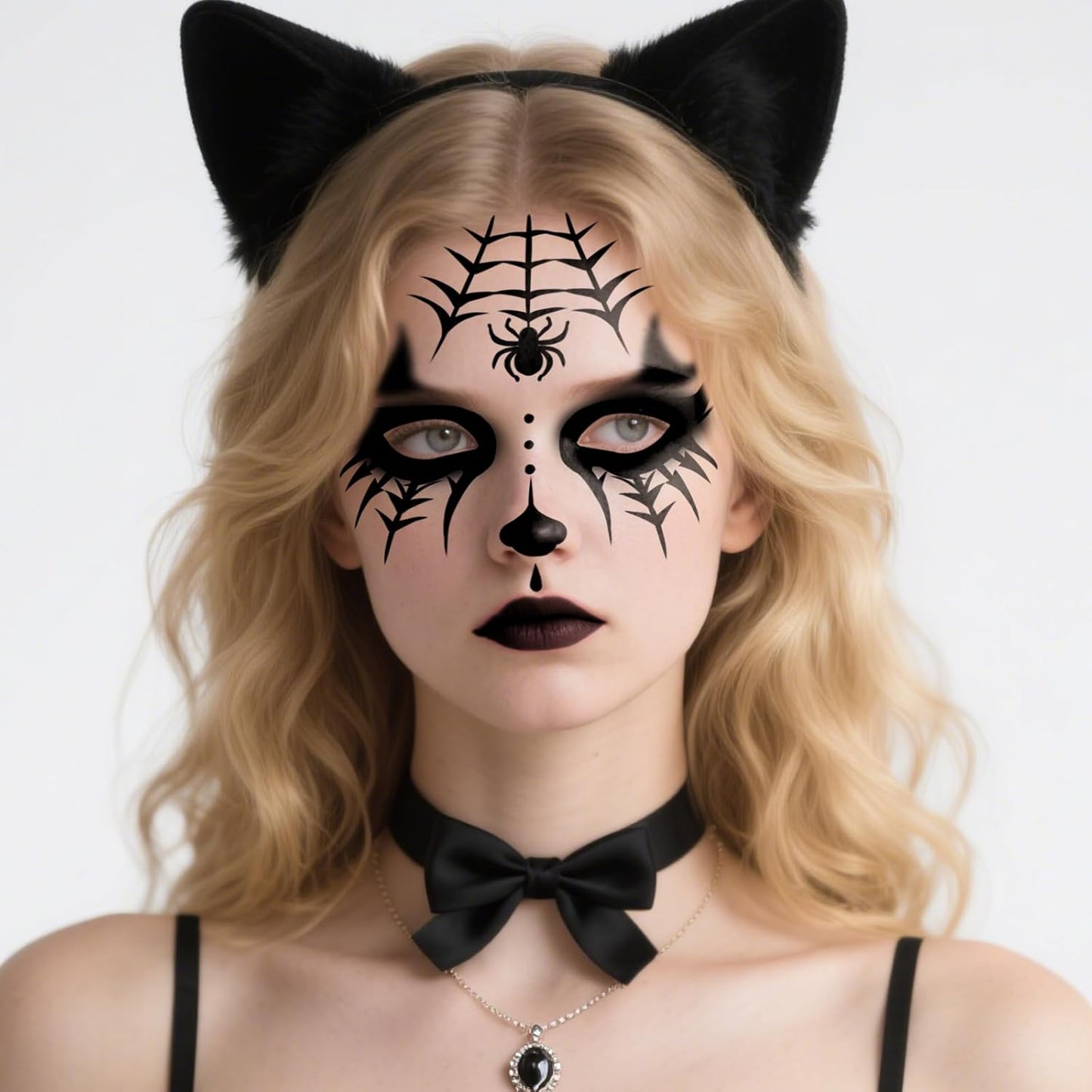 8Pcs Halloween Face Tattoo Stickers, Spider Web Temporary Tattoos, Face Decals,Temporary Makeup Sticker Tattoos, Face Sticker Art for Women Girls Halloween Masquerade Party